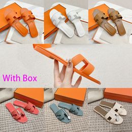 Designer Slides Sandals Slippers With Box Classic Flat Sandal With Box Leather Summer Beach Slides Outdoor And Room Women Sandals