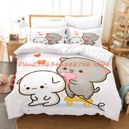 sets 2023 Peach And Goma Bedding Set Single Twin Full Queen King Size Bed Set Aldult Kid Bedroom Duvetcover Sets lovers Bed Sheet Set