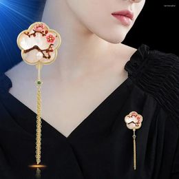 Brooches Peach Blossom For Women Flower Fan Brooch Exquisite Tassel Clothing Accessories Pins Luxury Jewelry Wedding Party Gifts