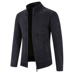 Jackets Spring Winter Mens Sweater Cardigan 2022 Fashion Men Slim Fit Stand Collar Zipper Knit Sweater Male Pure Colour Jacket Cardigan