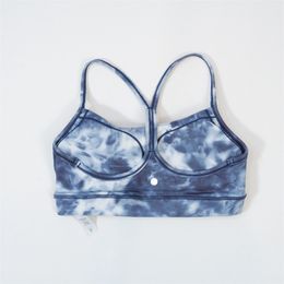 lu Tie-dye Yoga bra Y Word Beauty Back Womens Sports Quick-Drying Underwear Bare feeling Frosted bra Blazer Bra Poly