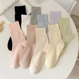 Women Socks Thin Summer Solid Colorful Plain Crew Casual Girls Cotton Trendy Simple Breathable Anti-pilling Pile