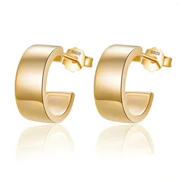 Stud Earrings 925 Silver 5 12mm Glossy Half Ear Ring Platinum Golden Studs For Women Jewellery