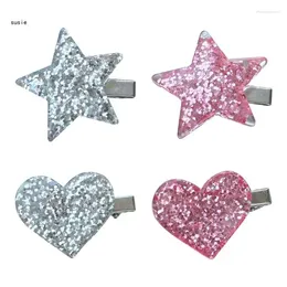 Hair Clips X7YA Girls Clip Glitter Sequins Heart Star Hairpin Duckbill For Unique Designed Hairpins Teenagers