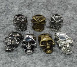 10pcspack Single Vertical Hole Metal Skull Beads for Paracord Knife Lanyards9795662