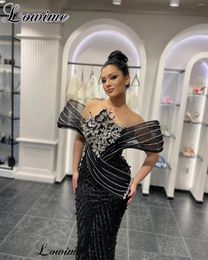 Runway Dresses 2024 High Fashion Black Celebrity Designer Sparkly Evening Gowns Luxury Vestidos De Gala Haute Coutures Pageant