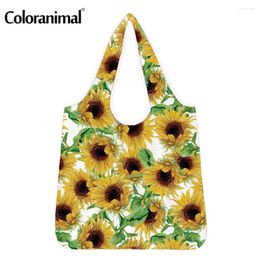 Shopping Bags Coloranimal Fashion Women Storage Shopper Beautiful Sunflower Print Grocery For Ladies Large Eco-Friendly Bag Tote