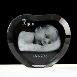 Frame Custom Heart 2D 3D Photo Laser Engraving Baby Family Wedding Pets Image Home Ornament Decor Personality Crystal Photo Frame