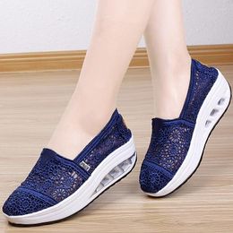 Casual Shoes Summer Women Sandals Wedges Platform Height Increasing 5cm Woman Fashion Loafers Ladies Slip-on Air Mesh