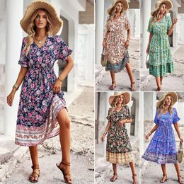 Womens Dress Bohemian Positioning Print A Line Skirt Summer