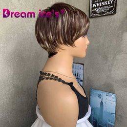 Personalised high-temperature European chemical American and style womens short Fibre dyed fashionable silk mechanism fluffy design wig full set