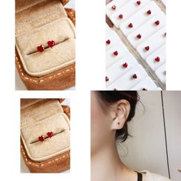 22090410 Diamondbox - Ruby Jewellery Earrings Ear Studs Au750 Gold 0.27Ct Red Heart Shaped Romance Gem Stones Gift Idea Original Quality