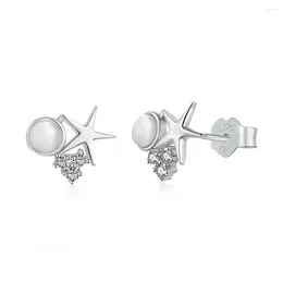 Stud Earrings S925 Silver Ear Studs For Women With Five Eyes Star Design Micro Zircon Advanced Versatile Earring Jewellery