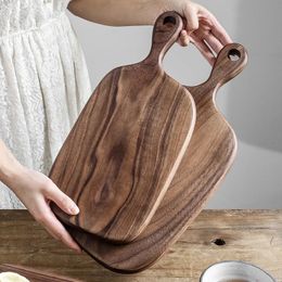 Quality Kitchen Wooden Chopping Blocks Beech Walnut Cutting Board Pizza Bread Fruit Sushi Tray Hangable Nonslip Tools 240411