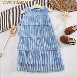Girl Dresses LOVE DD&MM Girls Summer Fashion Sweet Pleated Princess Sleeveless Mesh Dress Kids Baby Clothes Costumes Children Outfits