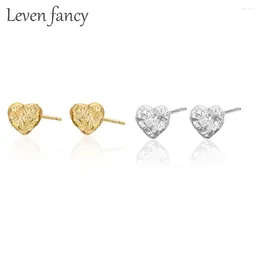 Stud Earrings Rough Rock 925 Sterling Silver Tiny Dot Triangle Disc Gold Wedding Engagement Love Heart For Women