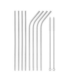 6241MM 304 Stainless Steel Straw Reusable Home Party Wedding Bar Drinking Tools Barware 3pcs Straw inclus brush set4856978