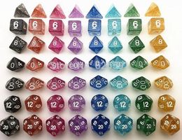 Flash Powder Polyhedral Dice Set RPG Game Sets Dices Games Dice D4 D6 D8 D12 D20 D10 09 D10 0090 7pcsset D55234219