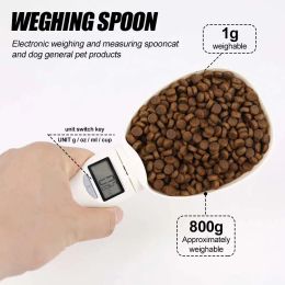 Feeding Pet Food Weighing Spoon Scale Electronic Measuring Tool Dog Cat Feeding Bowl Measuring Spoon Kitchen Scale LCD Digital Display