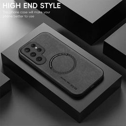 Cell Phone Cases Luxury Leather Magnetic Case for Samsung Galaxy S20 S21 S24 S23 S22 Ultra FE Note10 Note20 Plus Magsafe Wireless Charge Cover 240423