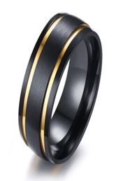 Whole Mens Black Gold Stainless Steel Wedding Band Rings Anniversary Gift70874004830695