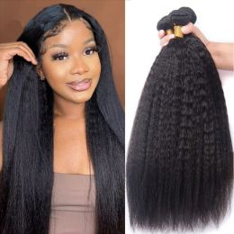 Wigs Wigs Kinky Straight Bundles Hair Weave Coarse Yaki Straight Virgin Raw Unprocessed Human Hair Bundles Brazilian Kinky Hair