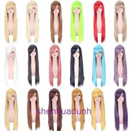 Wigs women human hair Cosplay wig universal 80cm Colour long straight for men and
