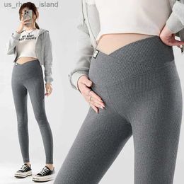 Maternity Bottoms Across V Belly Maternity Legging 2024 Spring Summer Fashion Pencil Pants Clothes for Pregnant Women Youth Pregnancy Casual WearL2404