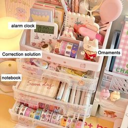 1PC Simple And Transparent Drawer Storage Box Cosmetics Arrangement Student Dormitory Desktop Shelf Send Stickers 240415