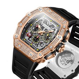 Onola Full Diamond Fashion Novo relógio de fita de mecânica multi -funcional