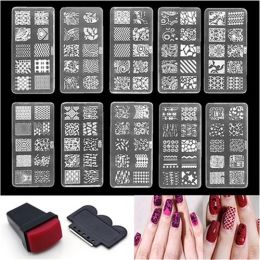 Art Nail Stamping Plates Lace Flower Pattern Art Stamp Template Image Plate Stencil Nails Tool Random Send