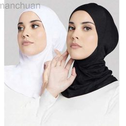 Hijabs 2 Pack Bandana Plain Colour Womens Muslim Mini Hijab Caps Modal Islamic Neck Cover Under Scarf Head Wear Cap d240425