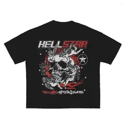 Men's T Shirts Graphic Shirt Skull Print O-Neck T-Shirt Cotton Loose Streetwear Clothes 4XL Tops 2024
