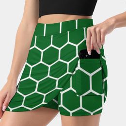 Skirts Green Honeycomb Pattern Woman Fashion 2024 Pant Skirt Mini Office Short Hexagon Hexagons Hexagonal