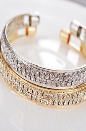 New Fashion Bracelet High Quality Popular Rose Gold Silver Diamond 2 Rows Open Bracelet Female Bracelet Jewellery Supply46606401745624