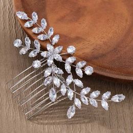 Wedding Hair Jewellery Wholesale Elegant Shiny Zirconia Wedding Jewellery Hair Combs Wedding Dress Headdress Gold Silver Hair Combs Women Girls Bridal d240425