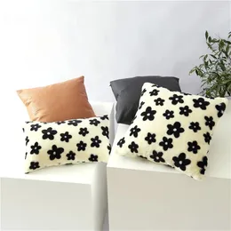 Pillow Nordic Double Sided Plush Print Cover 50x50 Black And White Flower Cow Pattern Decorative Pillows For Sofa