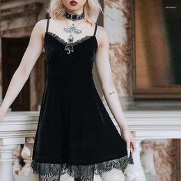 Casual Dresses European And American Sexy Suspenders Dress Chest-Flattering Backless Lace Short Skirt Suspended Open Back