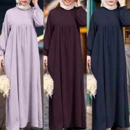 Ethnic Clothing Fashion Muslim Modest Plain Abaya For Women Elegant O-neck Maxi Dress Saudi Arab Casual Kaftan Robe Islam Vestido Femme