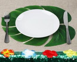 Decorative Flowers Wreaths 12pc Green Artificial Monstera Palm Leaves For Tropical Hawaiian Theme Party Wedding Decoration Birth7356072