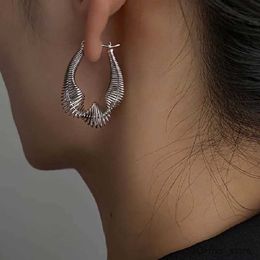 Stud New Trendy Metal Irregular Twisted Hoop Earrings For Women Exaggerated Silver Colour Geometric Line Earrings Jewellery Gift