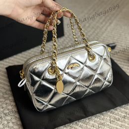 Womens Luxury Diamond Lattice Handbag Small Gold Coin Bag With Gold Metal Chains Shoulder Makeup bag Cosmetic Case Purse Crossbody bag 20*11.5cm