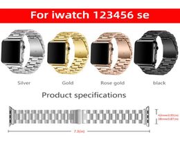Suitable For iWatch SE Metal Bands Apple 2 3 4 5 6 Threebead Stainless Steel Watch Band Chain Bracelet Straps8396608