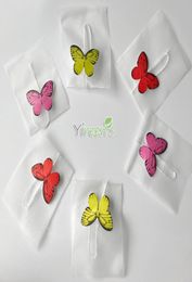 New Butterfly Tag 100pcslot 58 X 70mm Pyramid Nylon Tea Bags Disposable Nylon Tea filters Strings with Tag 9847263