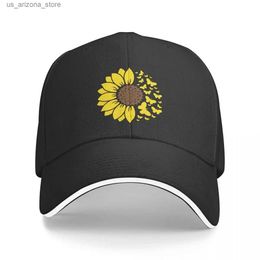 Ball Caps Cute Sunflowers Butterfly Bucket Hat Baseball Hat Fashionable Wildball Hat Ladies Q240425