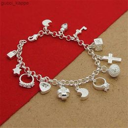 Chain High Quality 925 Sterling Silver Bracelet With Multiple Pendant Zircon Bracelets For WomenS Party Charm Jewelry Gift