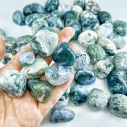 Loose Diamonds 1lb Around 30Pcs Moss Agate Natural Tumbled Stone (Premium Quality '' Grade) Bulk Wholesale For Energy Crystal Healing W