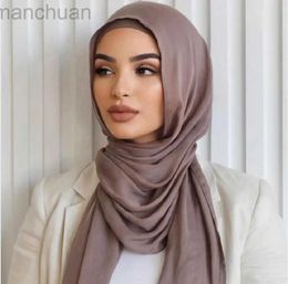 ARQT Hijabs Cotton Rayon Hijabs Scarf Solid Headscarf Wraps Big Size Plain Long Shawls Muslim Women Hijab Islamic Turban Headbands Foulard d240425