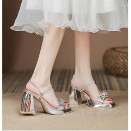 Slippers Women Chunky Platform High Heels Sandals 2024 Summer Shiny Transparent Pvc Woman Clear Thick Heeled Party Shoes