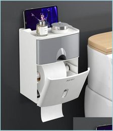 Tissue Boxes Napkins Mtifunction Toilet Paper Holder Waterproof Tissue Storage Box Creative Wall Mount Bathroom Product Accessorie7058587